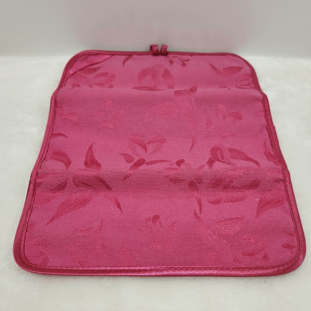 Mary Kay Vintage 90's Pink Satin Floral Cosmetic Jewelry Trifold Bag Pouch - Picture 8 of 9